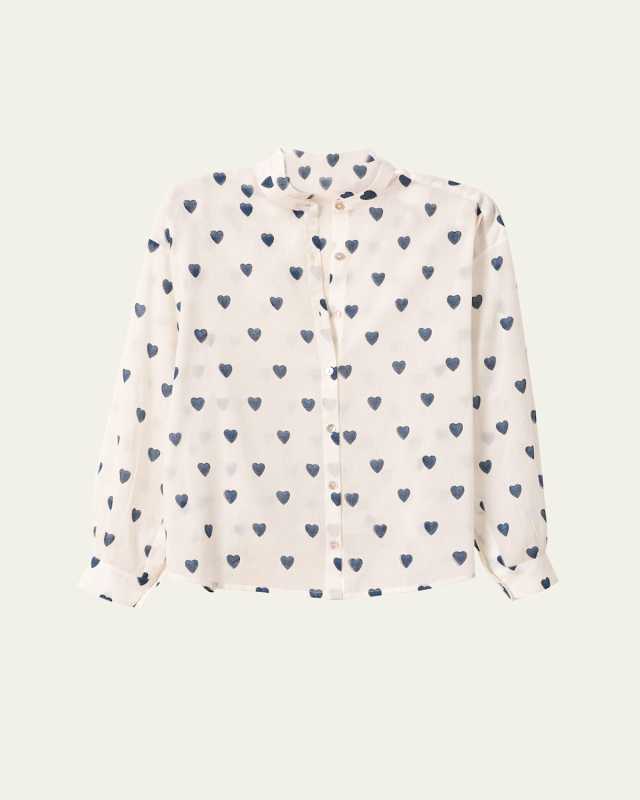 Kiki Long-Sleeve Indigo Heart Shirt